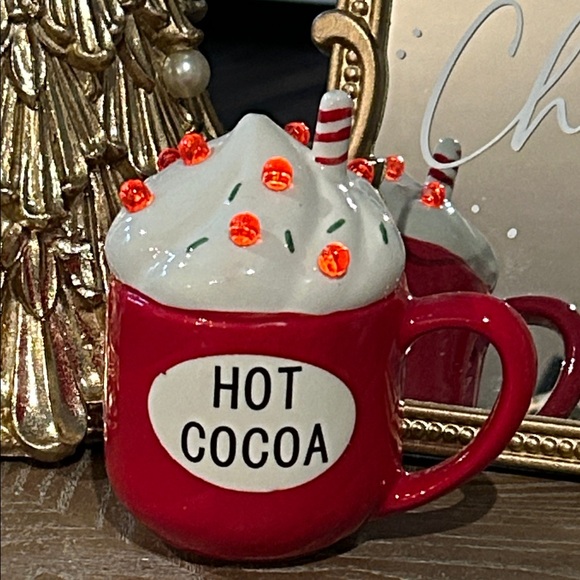 Other - NEW! LIGHTED Christmas Winter Holiday Ceramic Hot Cocoa Mug with Whipped Cream